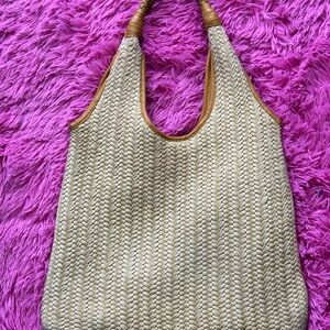 Banana Republic Beige and Brown Woven Tote
